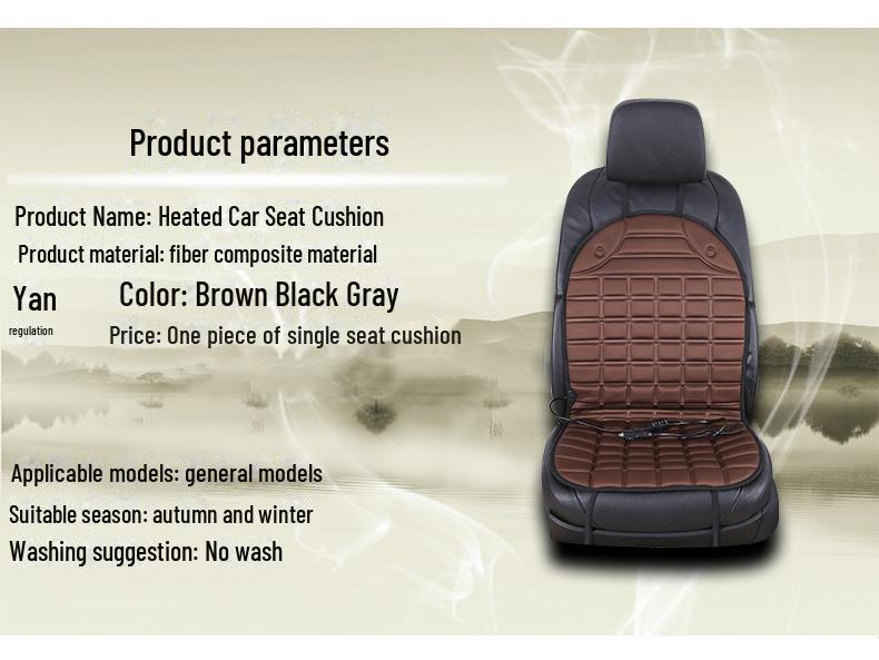 Pernă universală pentru scaun auto încălzită 12V cu spătar pentru iarnă