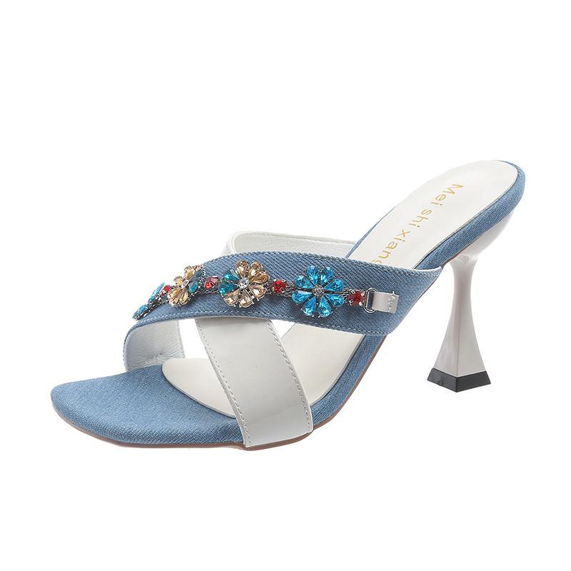 Slippers Transparent PVC  Crystal Cup High-heeled Sexy Casual Shoes Plus Size Women Open Toe Transparent Slippers Women Shoes