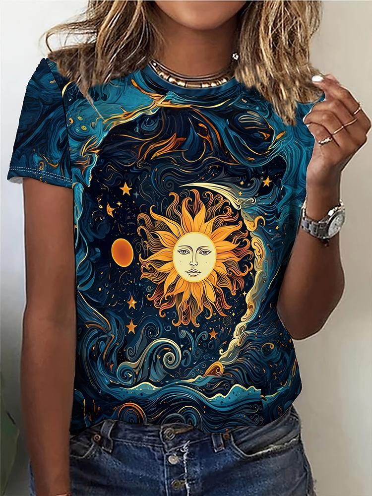 Loose Crew Neck Top Fashion Printed Short Sleeve Casual T-Shirts Women’s