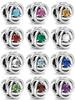 New 925 Silver Twelve Month Birthday Stone Pendant DIY Beads for European Original Bracelet Jewelry