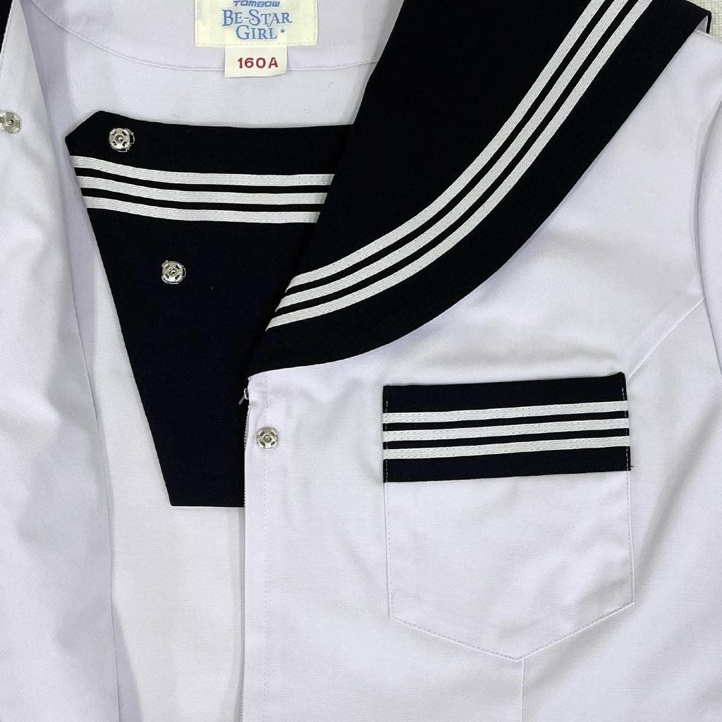 Summer Uniform Sailor Uniform with Open Front and Princess Lines 1366002 Girls 01 White 160A [Bicester Girl]