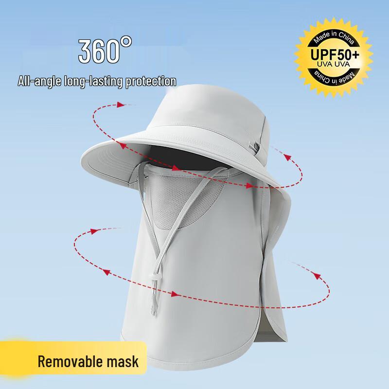 Unisex Foldable Wide-Brim Sun Protection Hat with Face Mask