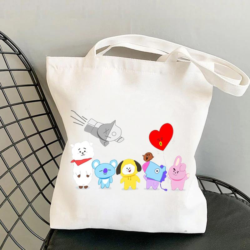 Korean Style Cartoon Print Tote Bag for Women Men Large Capacity Oxford Cloth Shoulder Crossbody Bag Fashionable Commute Backpack KTB