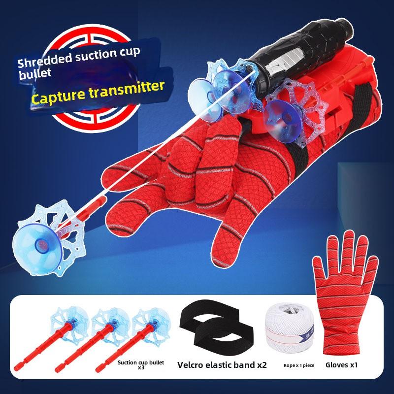 Spider Web Shooter Toy Gun with Gloves for Kids Superhero Role Play Toy with Suction Cups and Ropes for Boys Age 7-14