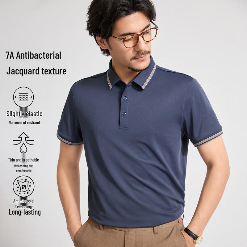 Zhuangji Men s 7A Antibacterial Short Sleeve Polo Shirt L