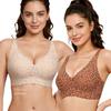 Reggiseno Senza Cuciture Stampa Leopardo Jelly, Profondo Scollo a V Coppa Piena Taglie Forti Intimo Senza Ferretto