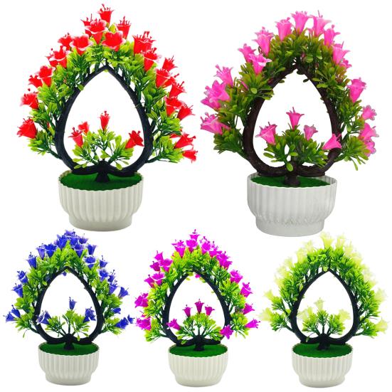 Artificial Bonsai Realistic Fresh-keeping Plastic Elegant Fake Wedding Lily Flower with Pot