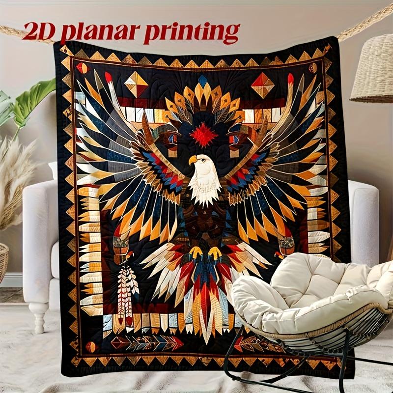 

1pc Digital Printing Flannel Native American Totem Eagle Blanket, an extremely warm, soft, comfortable and lightweight plush 75cmx90cm