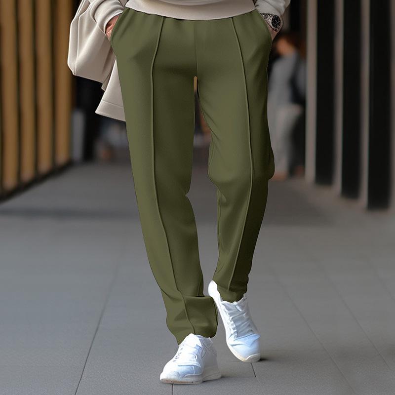 2024 Men's Waffle Casual Pants: Trendy Toothpick Stripe, Comfortable Straight-Fit for Spring & Autumn