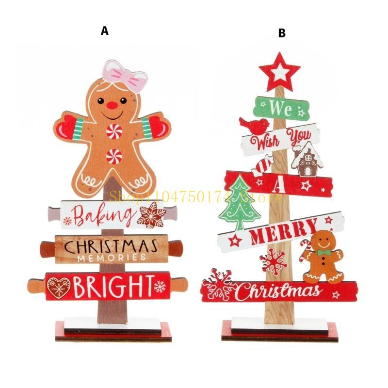 Festival Gingerbreads Man Ornament Letter Christmas Tree Tabletop Sign for Office or Home Shelves Decoration Gift top sale