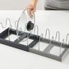 Retractable Stainless Steel Kitchen Organizer: Multifunctional Pot Lid & Cutting Board Rack