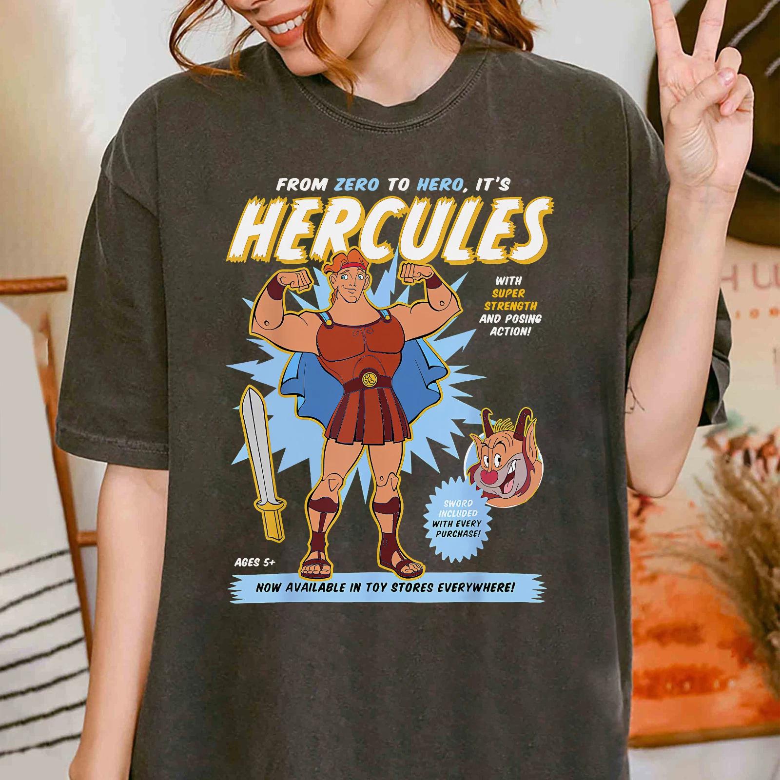 Hercules action figure poster for Unisex Women and adults Tshirts and childrens shirts oversized t shirt S