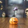 Halloween Cat on Pumpkin Figurine Cute Pumpkin Cat Statue Indoor Resin Sculpture for Shelf Tabletop Bedroom Entryway Decor