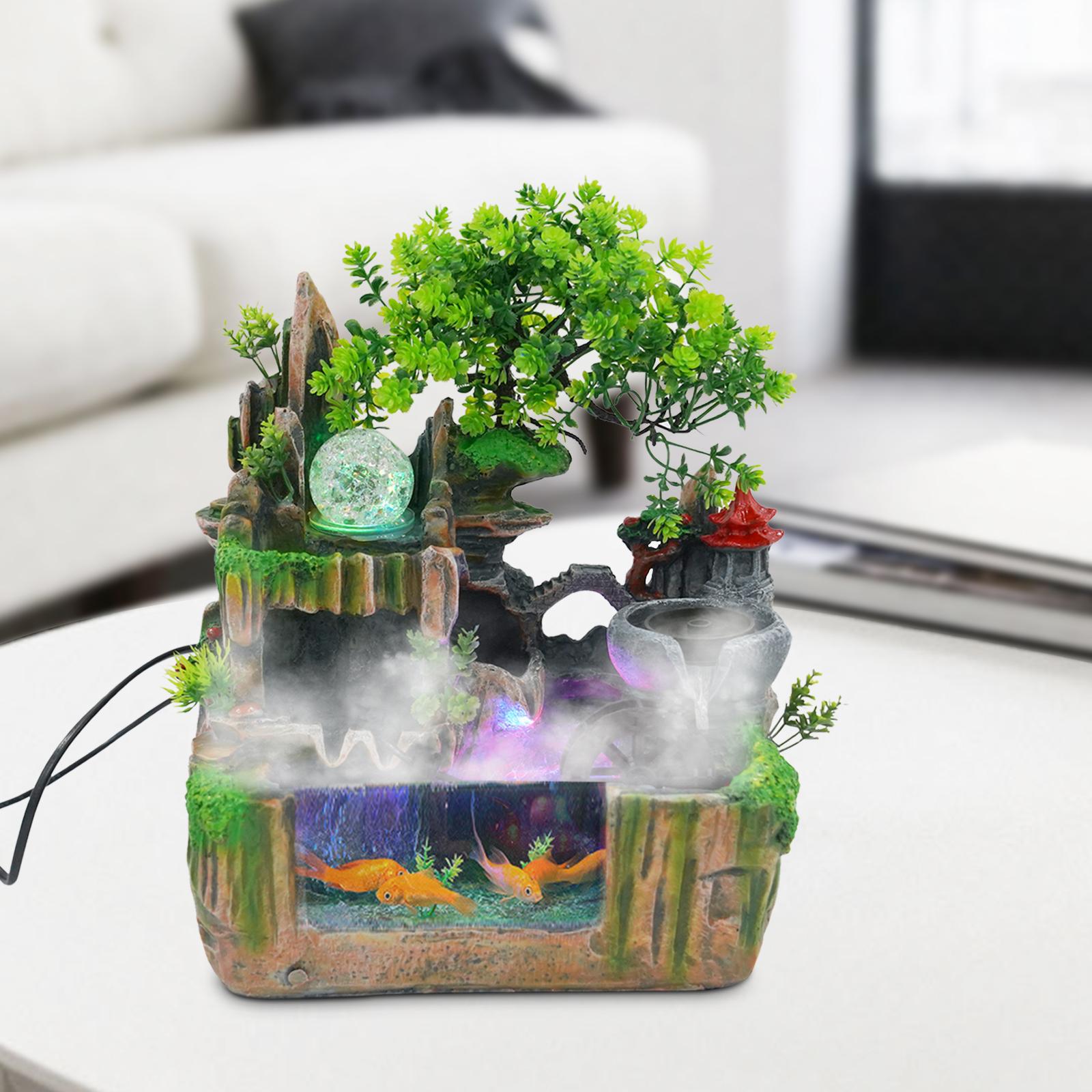 

Bymaocar Rockery Water Pump & Atomizer Fountain Indoor Colorful w/ LED Light Beads Lamp for Living Room, Bedroom, Office Decor