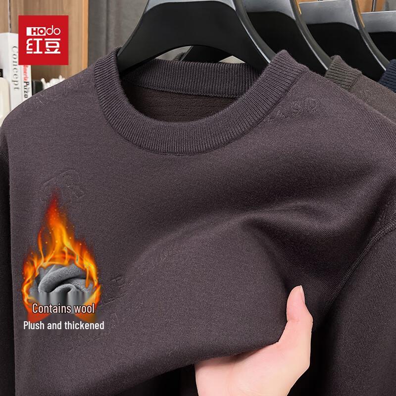 

Hodo Men s Merino Wool Blend Fleece Lined Round Neck Sweater 2XL