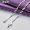 925 Sterling Silver Key Heart Lock Necklace Snake Chain Women's Wedding Fashion Charm Jewelry