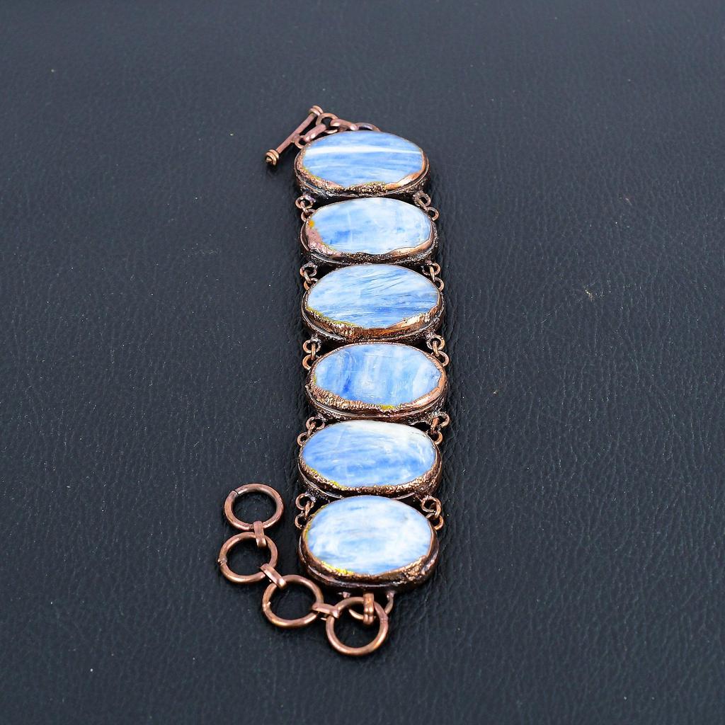 Kyanite Bracelet Copper Electroformed Gemstone Jewelry, Handmade Bracelet For Thanksgiving