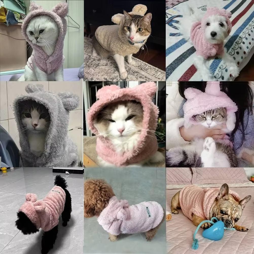 Abrigo Sudadera para Gatos Mascotas Para Perros Pequeños Medianos Invierno Cálido Polar Ropa para Cachorros Gatitos Chaqueta Acogedora Linda Suéter para Gato Esfinge Ropa