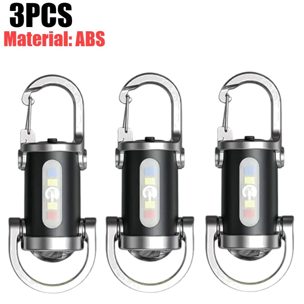 Mini Flashlight Rechargeable LED Keychain Flashlight 3-in-1 Waterproof Keychain Flashlight with Multiple Lighting Modes for Camping Daily Use