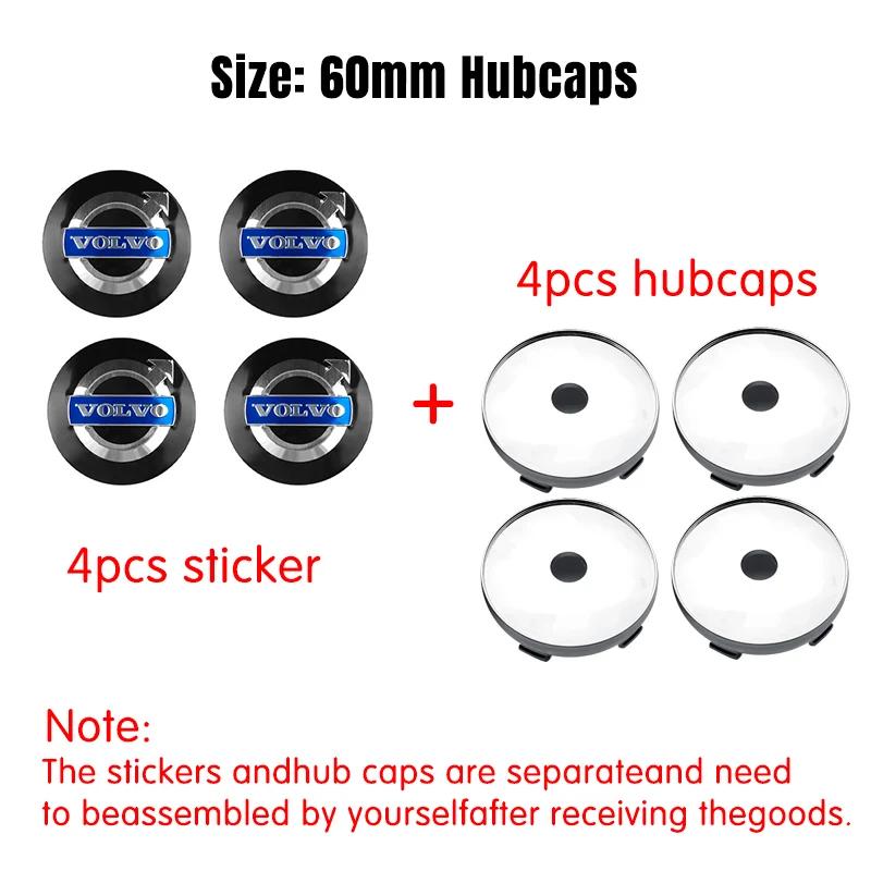4pcs 56/60mm Car Wheel Center Cover Hub Caps Stickers Accessories For Volvo Rdesign AWD C30 C70 S40 S60 S70 S80 S90 V40 V50 V60