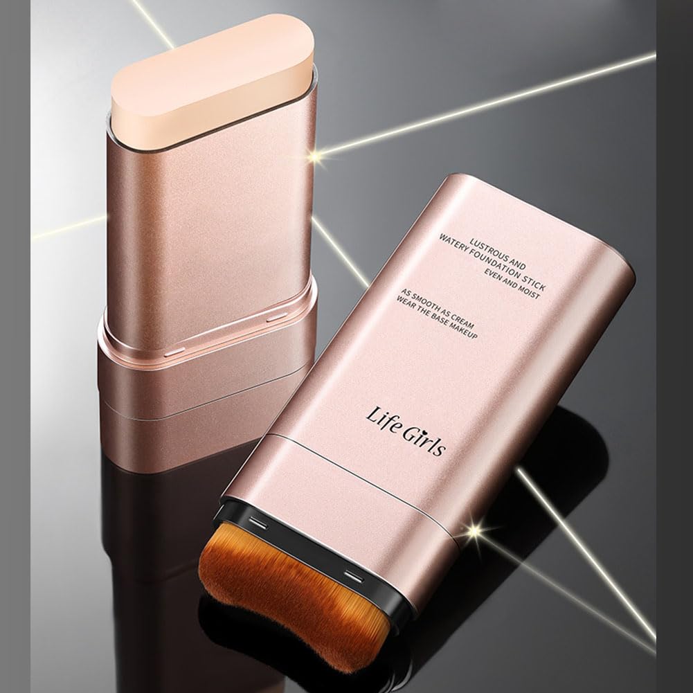 MIRUOKOU [2025 Dual Head Design] Foundation Stick with Brush, Natural Coverage, No Technique Required, Simply Apply Directly, Waterproof &