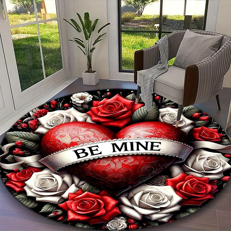 Elegant Floral Bird Flower Carpet, Non-slip Office Chair Rug, Digital Print Home Round Rug, Unique Festival Decorations