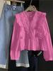 2026 Autumn Women's Casual Lace Patchwork Ruffle Long Sleeve Top