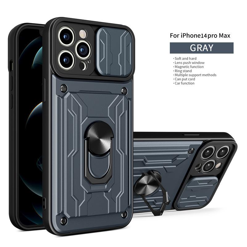 Suitable for IPhone17Pro Max Lijia Window Push Mobile Phone Case Apple 12 Magnetic Ring Anti-drop Protective Case
