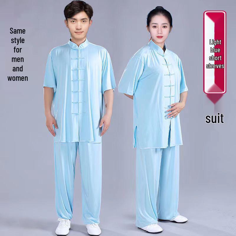 High-End Milk Silk Tai Chi Suit Set for Women and Men - Spring To Autumn Wushu Performance Outfit, Chinese Style