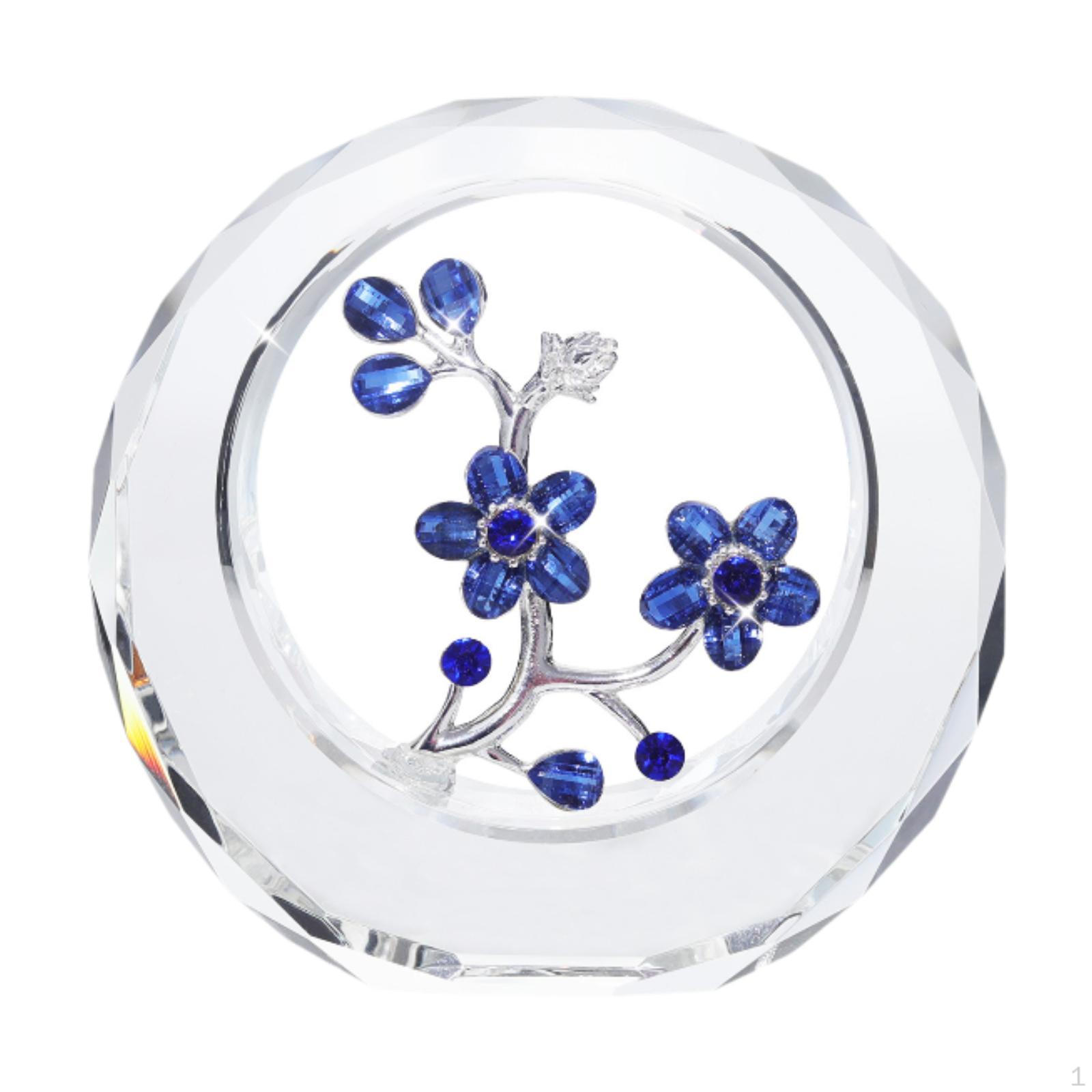 

Фигурка цветущей сливы, креативные украшения фэншуй, мини-стеклянные цветы, домашний декор синий