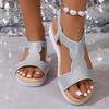 Fashion Fashion Rhinestone Flat Sandals for Women Summer Vacation Style Comfort Beach Shoes Woman Lightweight Platform Sandalias Mujer