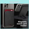 Leather Card Holder With Magnetic Phone Stand For Desktop Use