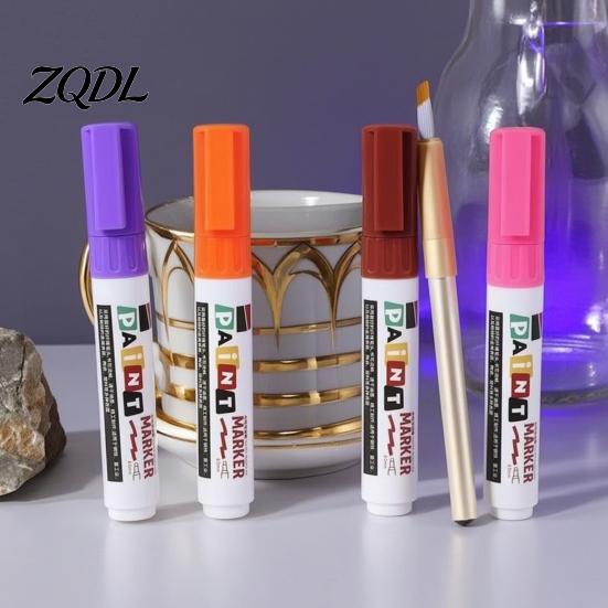 Plastic Surface Paint Pens 12 Colors Flat Tip Marker, Oil Based Broad Pen for Metal Tire Rubber Steel Glass Leather, Waterproof Quick Dry Touch