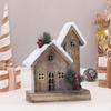 Christmas Snow House Figurine LED Luminous Wooden Party