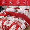 Christmas 3-piece Set Of Festive Reindeer Pattern Quilt Covers With zippers, Including 2 Pillowcases