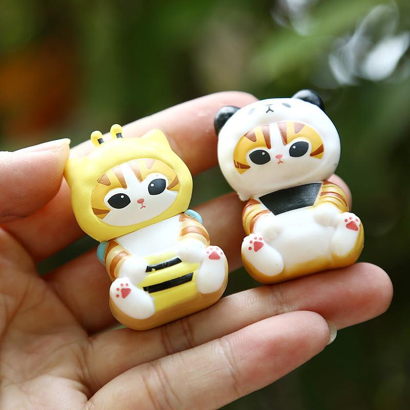 5pcs Creative Animal Headsets Sitting Cat Model Ornament Set For Collectors And Gift