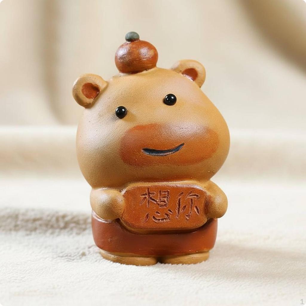 Capybara Tee-Haustier Handgefertigte Figur Niedrige Tonfigur für Geschenkeladen