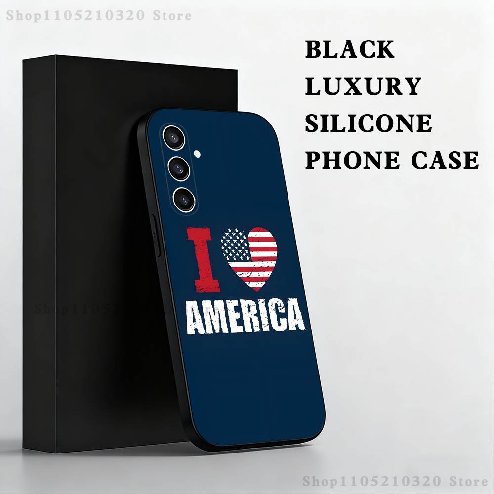 America USA Flag Phone Case For Samsung S25,S24,S23,S22,S21,S20,S10,Ultra,Plus,Lite,FE,Soft Silicone Black Cover