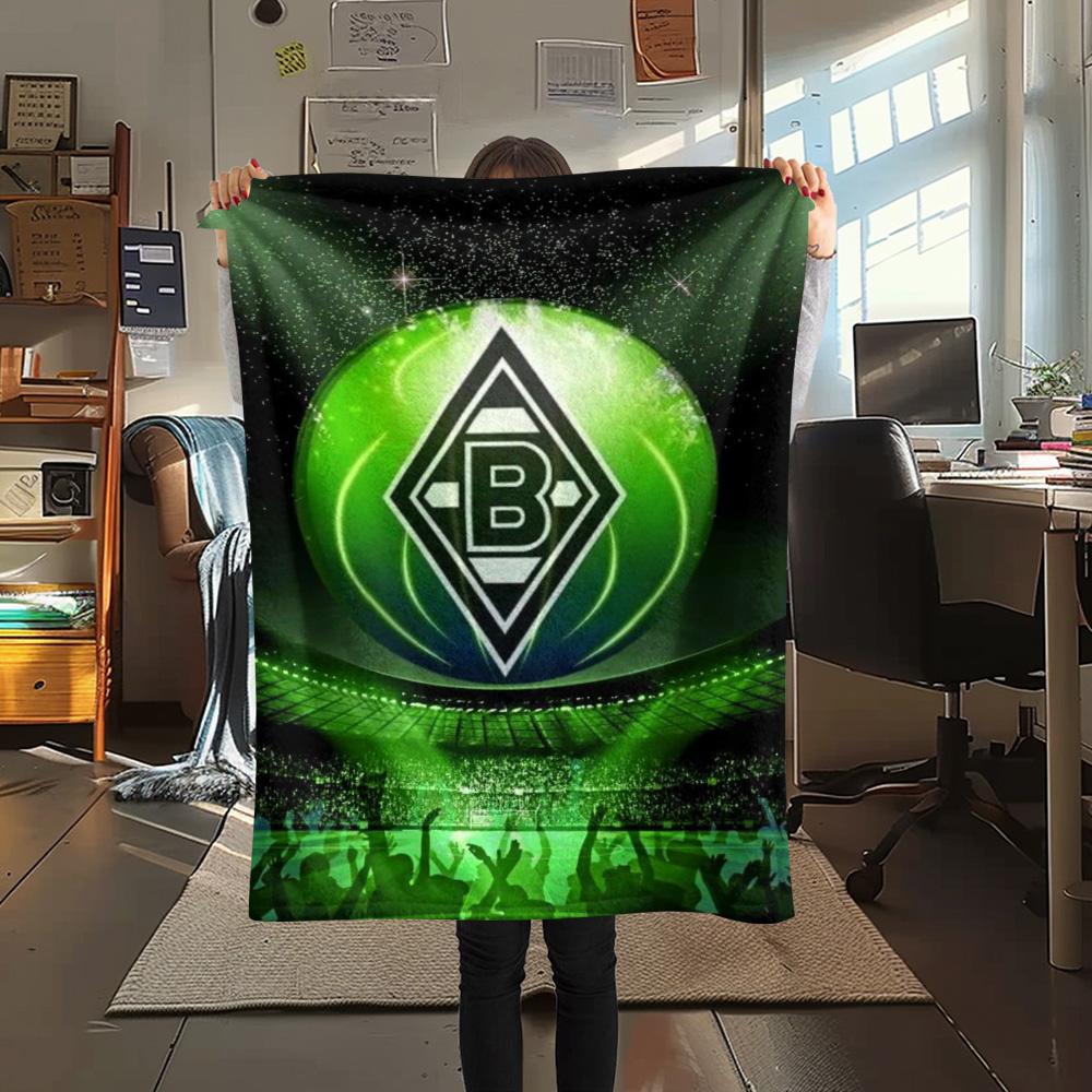 1 szt. Koc Flanelowy z Nadrukiem Borussia Mönchengladbach Wysokiej Jakości Ciepły Komfortowy Pokrycie na Wszystkie Pory Roku Idealny na Prezenty Wystrój Domu