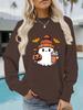 European and American Autumn/Winter Women's Cartoon Print Pullover Sweatshirt with Long Sleeves and Round Neck for Halloween