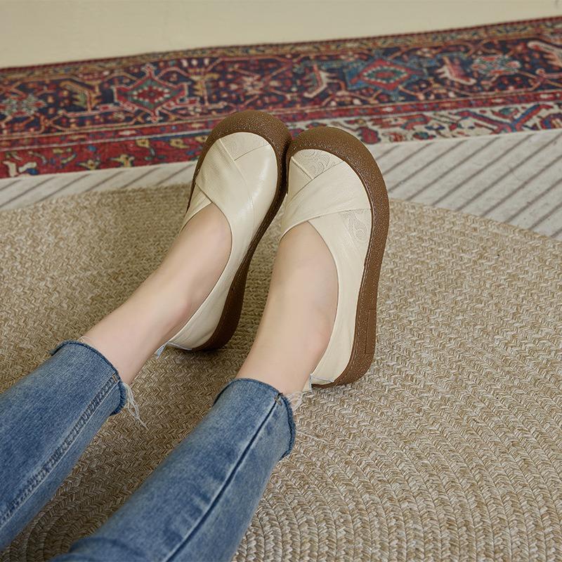 New Top-layer Cowhide Spring New Genuine Leather Women's Middle-aged and Old Casual Small Leather Shoes Women