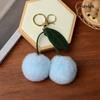 Keychain Key Fob Bag Pendant Fluffy Cherry Keyring Bag Hanging Leaf Artificial Rabbit Fur Ball Key Holder Plush Bag Accessories
