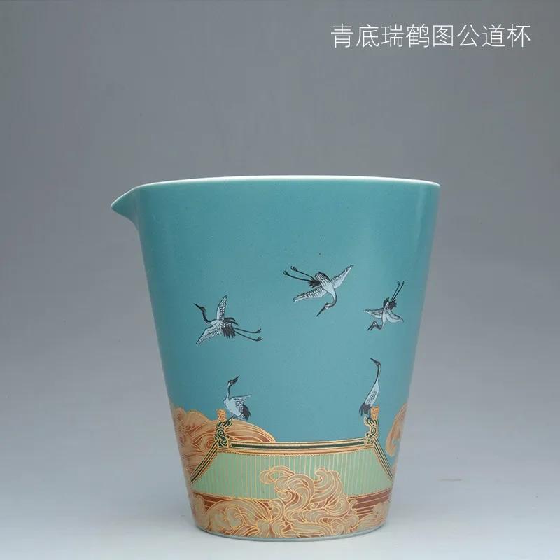 Ceramics  Sancai Gaiwan Pot Holder Master Cup Single Cup Tea CupSmells Fair Cup Chinese Tea Set Tea Tureen