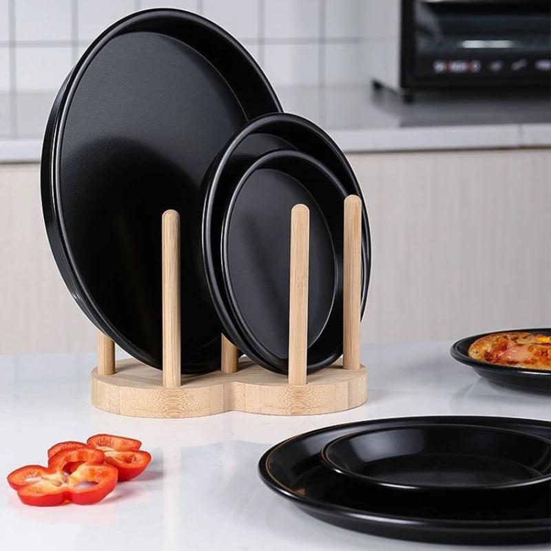 6/7/8/9/10 Inch Round Pizza Mould Plate Pizza Pan Deep Dish Tray Carbon Steel Non-stick Mold Baking Oven Tool Baking Mould Tray
