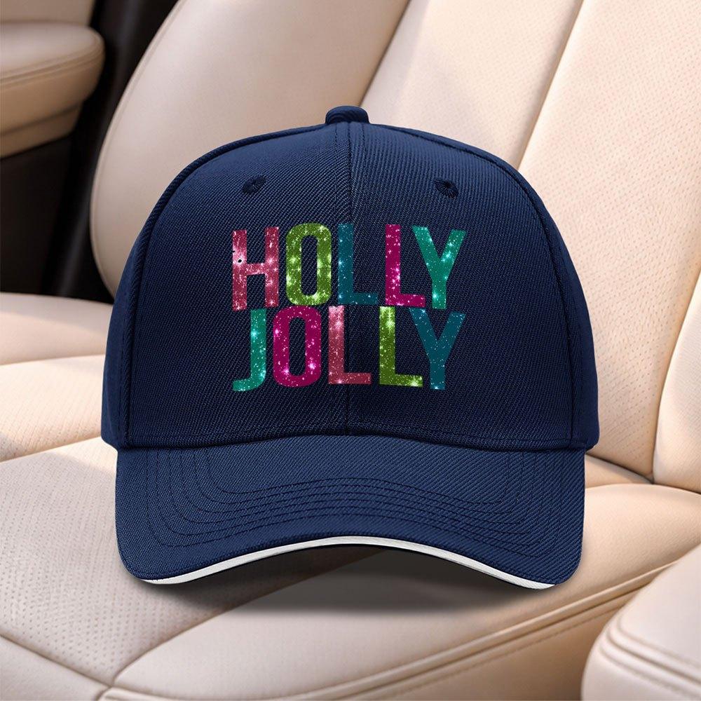Holly Jolly Sandwich Cap Baseball Hat Adjustable Duckbill Hat For Men Women