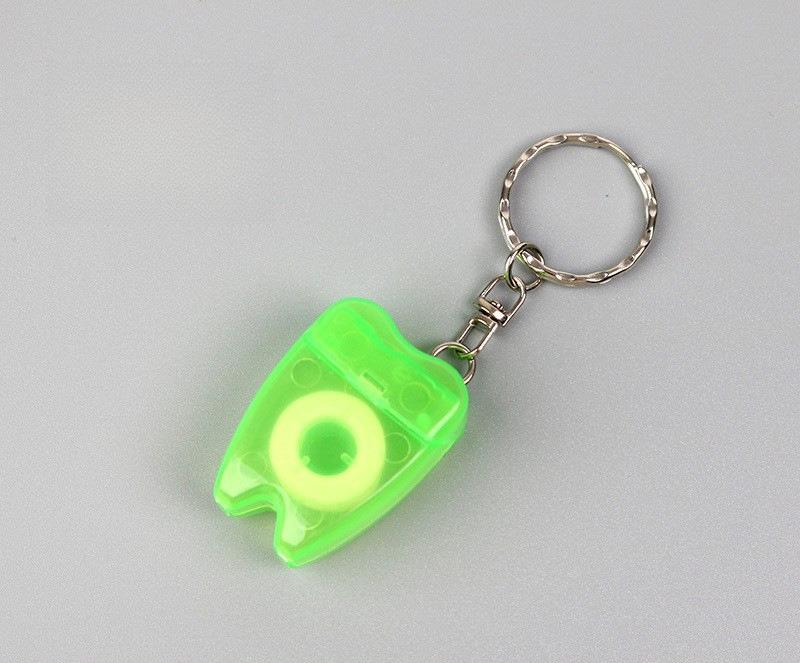 50pcs Dental Floss Tooth Keychain Portable Floss Roll Tooth-Shaped Key Chain Teeth Care Oral Clean Tool
