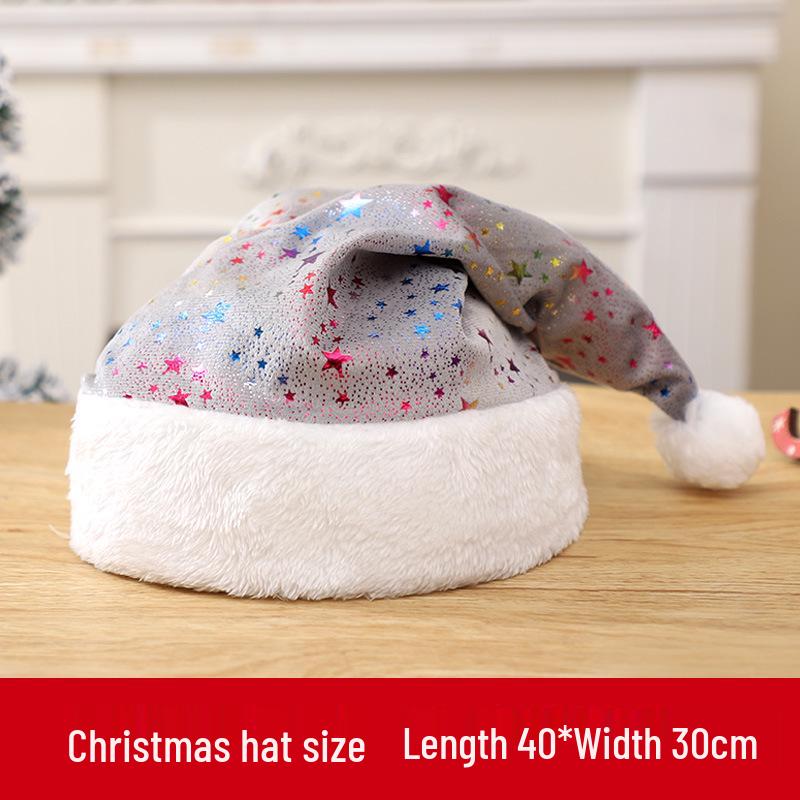 Adult Christmas Hat with Colorful Stars - Super Soft Fabric for Holiday Parties