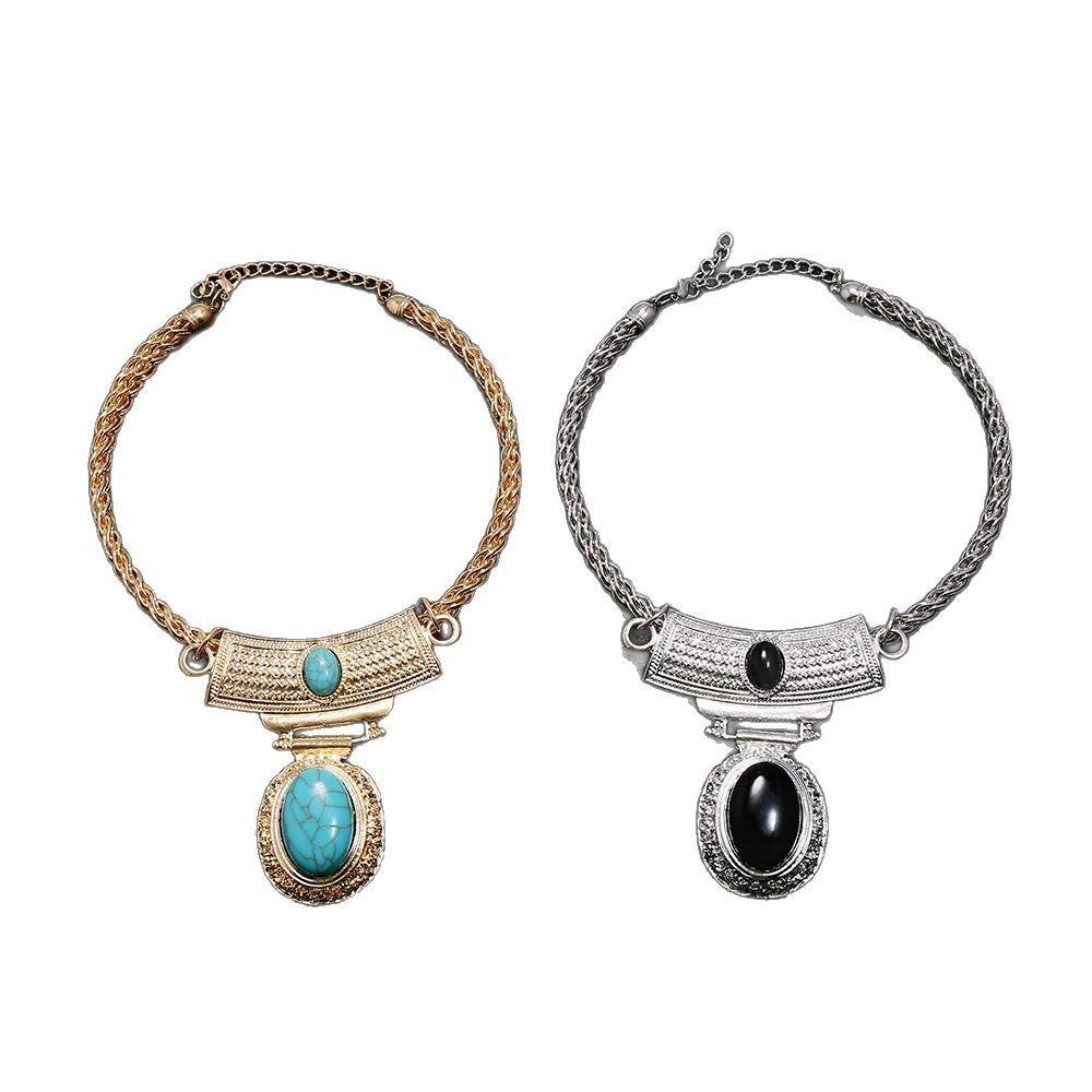 Art Ethnic Inspired Alloy Geometric Pendant Necklace For Womens Accessories