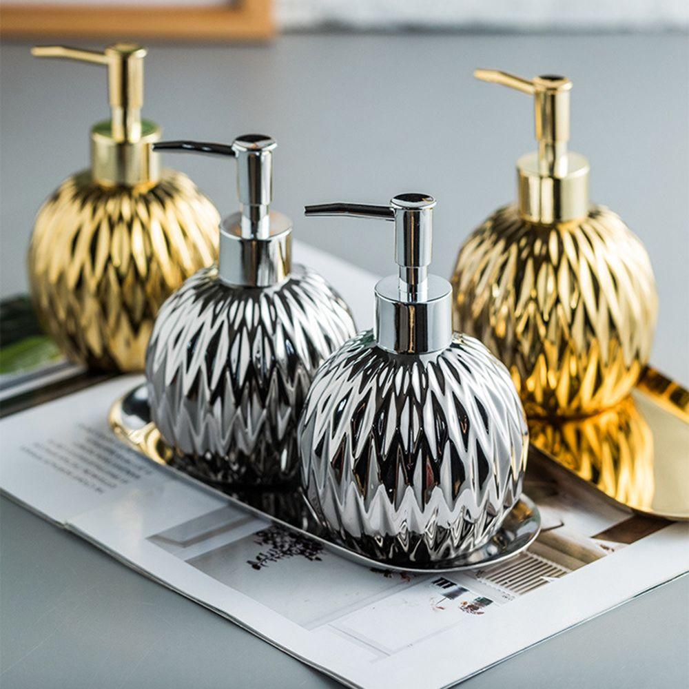 

Decorative Hotel Ceramic Empty Luxury Shampoo Dispenser with Pump Lotion Container Soap Bottle