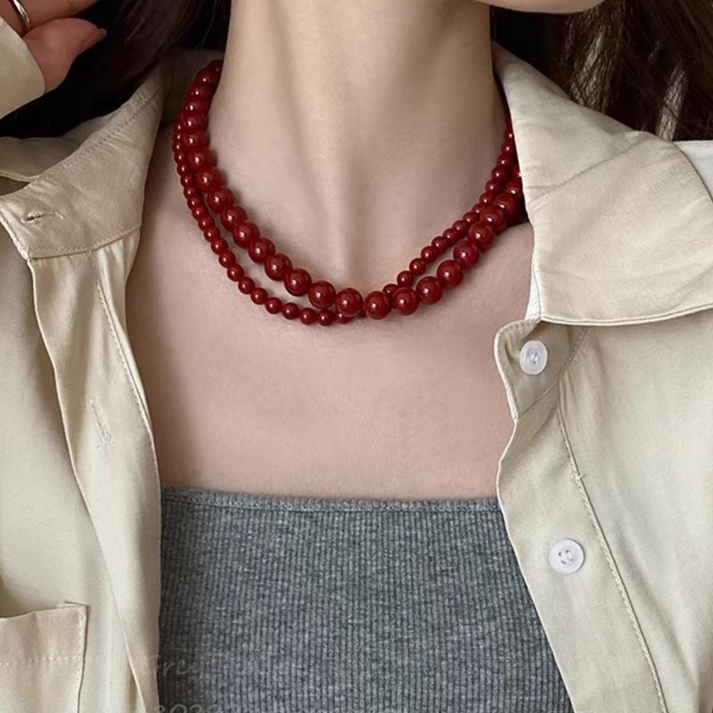 Colier cu mărgele în stil vintage Colier cu lungime reglabilă Bijuterii pentru gât la modă și elegantă Cadou pentru femei fete